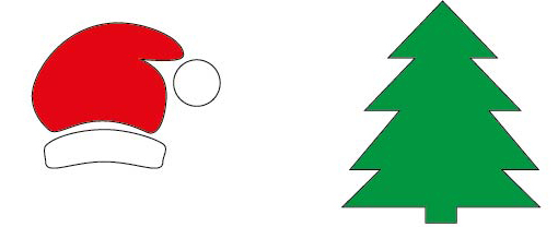 Vorlage Tannenbaum und Weihnachtsmannmütze