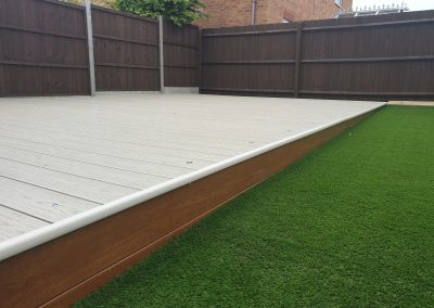 artificial grass and decking