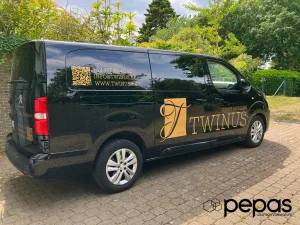 Wagenbelettering voor Twinus in Koksijde-Oostduinkerke