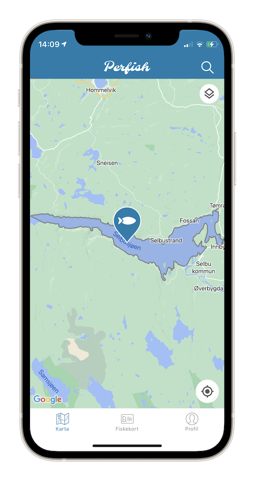 Selbusjøen fiskekort - mobilappen Perfish.