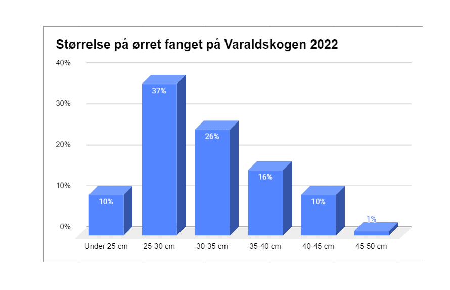 Størrelse på fanget Ørret Varaldskog