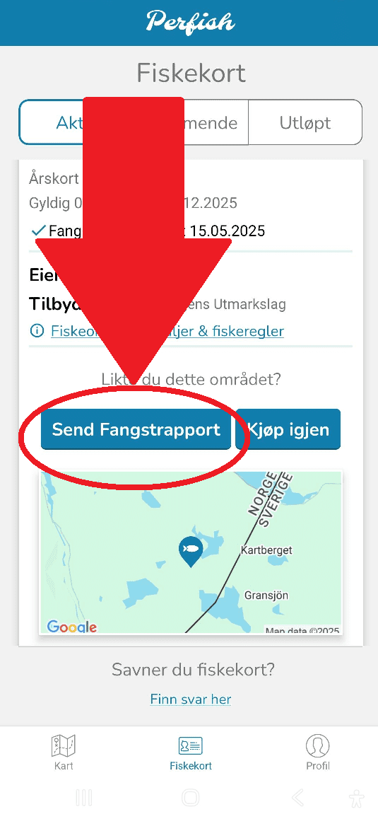 Send fangstrapport enkelt