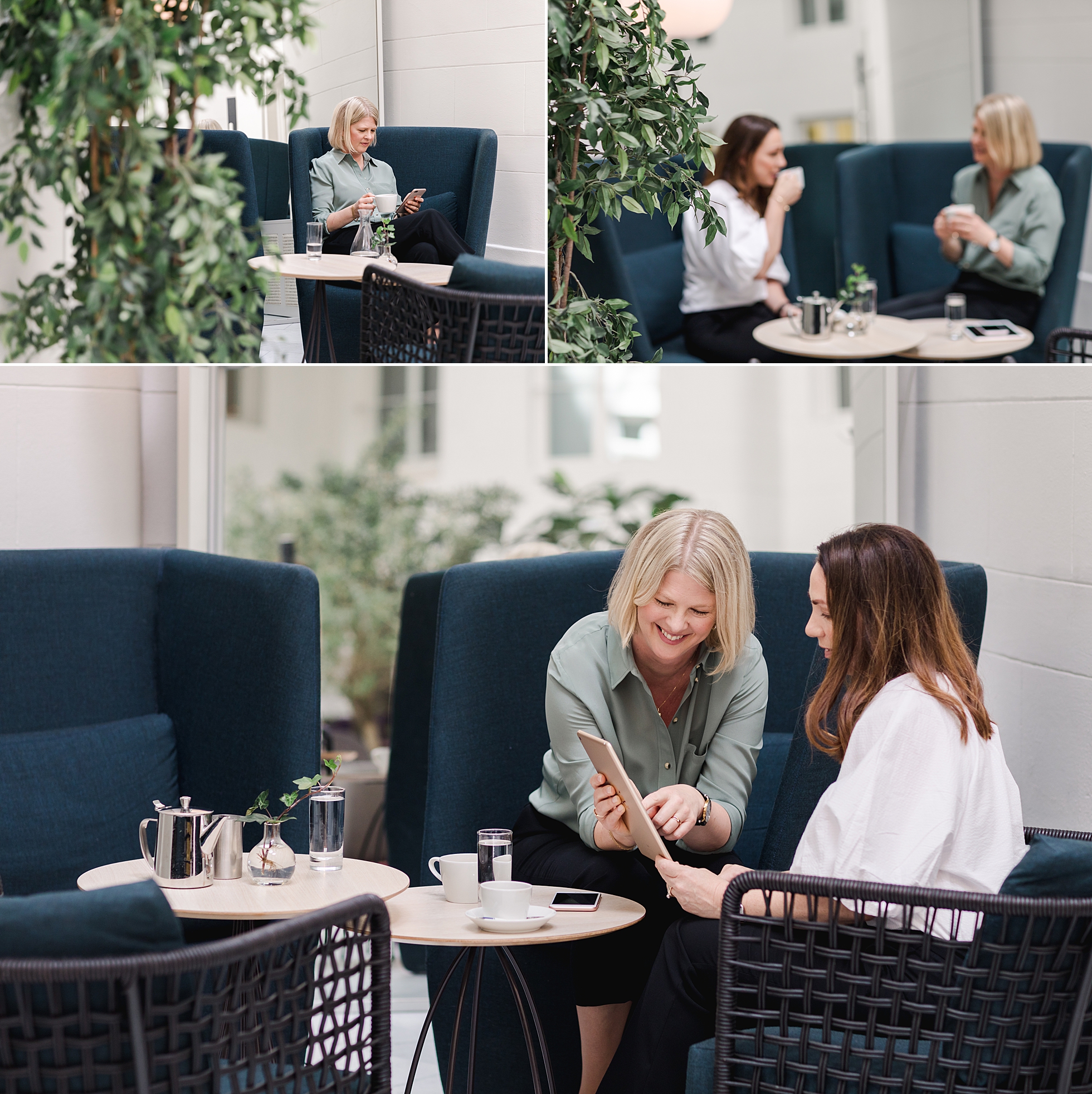 Personal brand photos of Christine Ljungberg in a consultation with a client at Hotel Nobis
