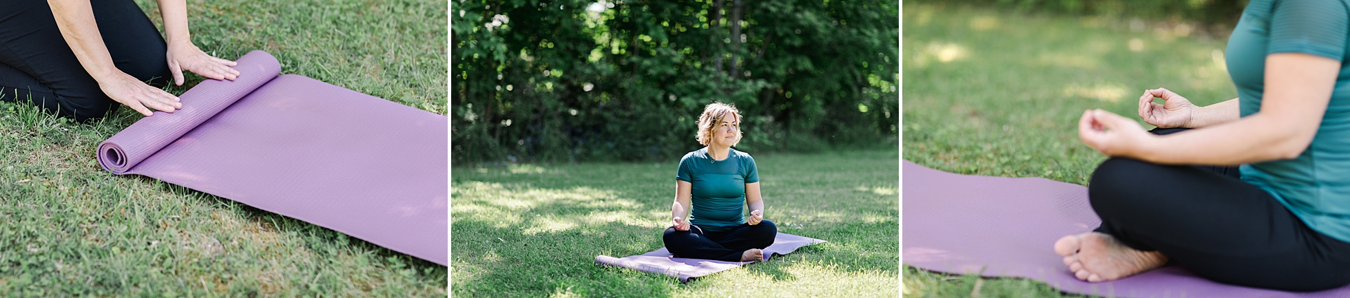 A collage of yoga images outdoors