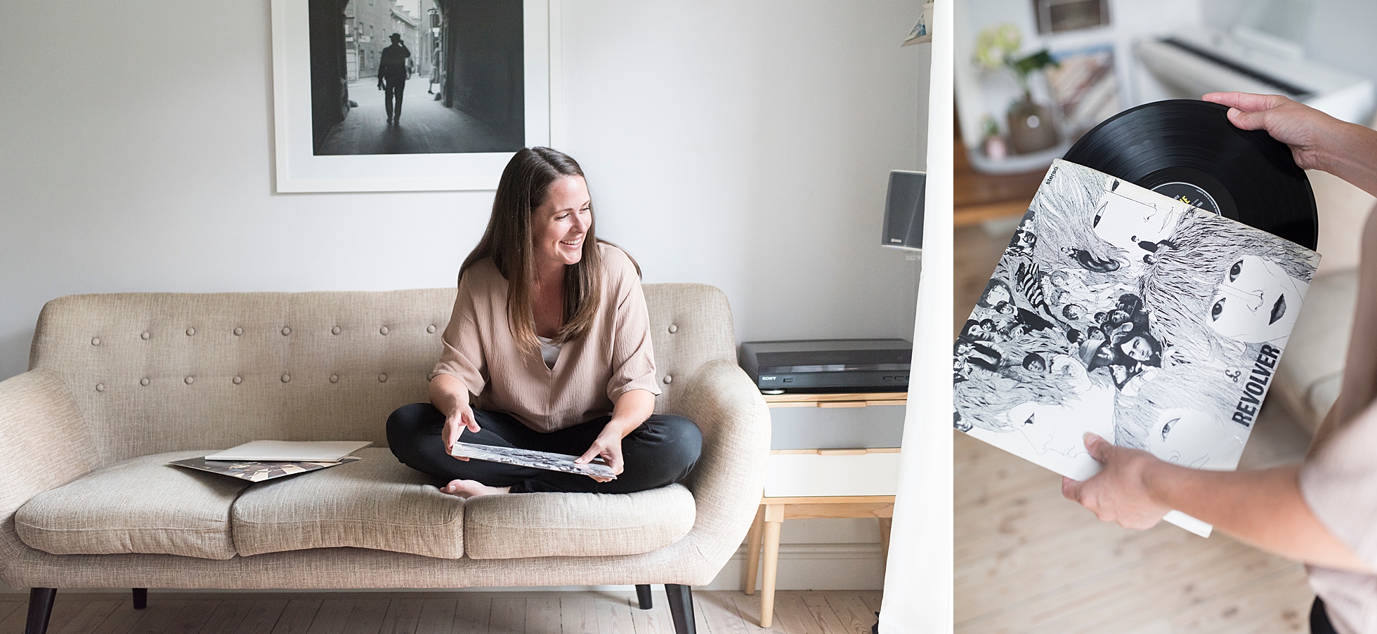 Photographer Janine Laag with a Beatles record