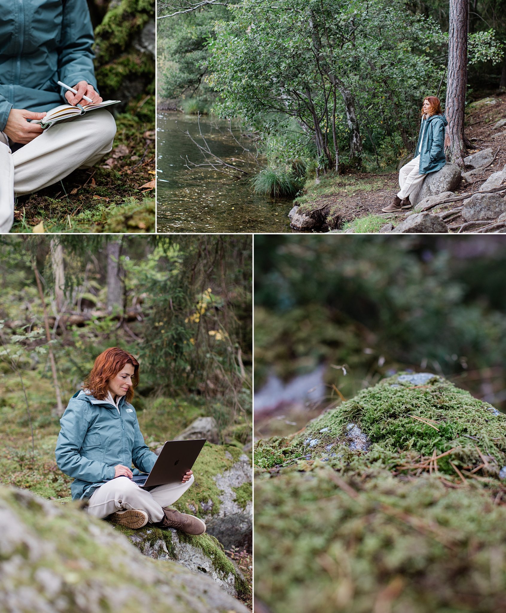 a collage of photos of a writer from Judarskogen in Stockholm