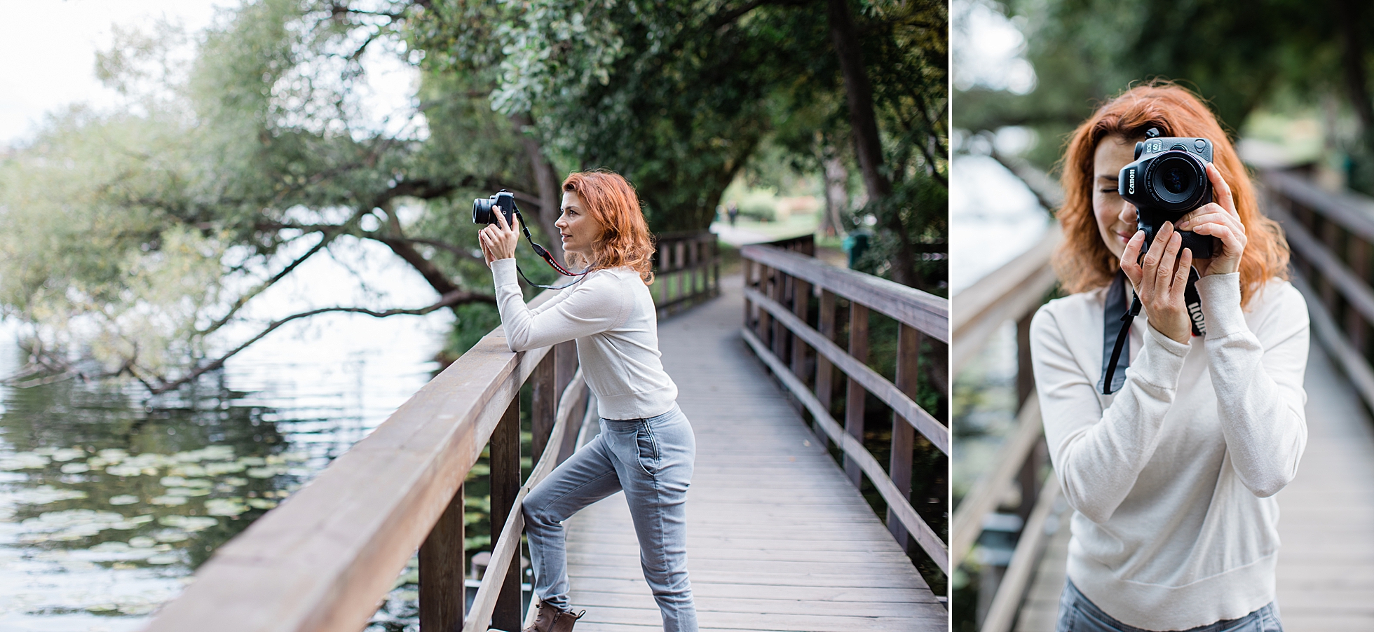 a photo shoot location in Stockholm with writer Alexandra Mateus taking photos