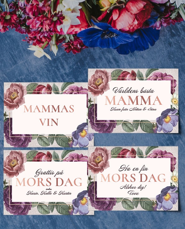 Vinetiketter Mamma Blommor