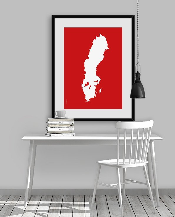 Sverigekarta Malmö röd