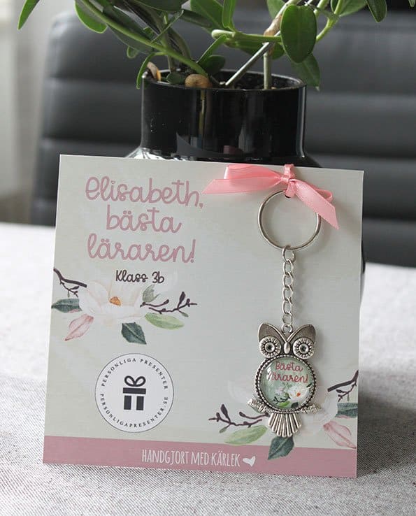 Personlig nyckelring - Bästa läraren blomma