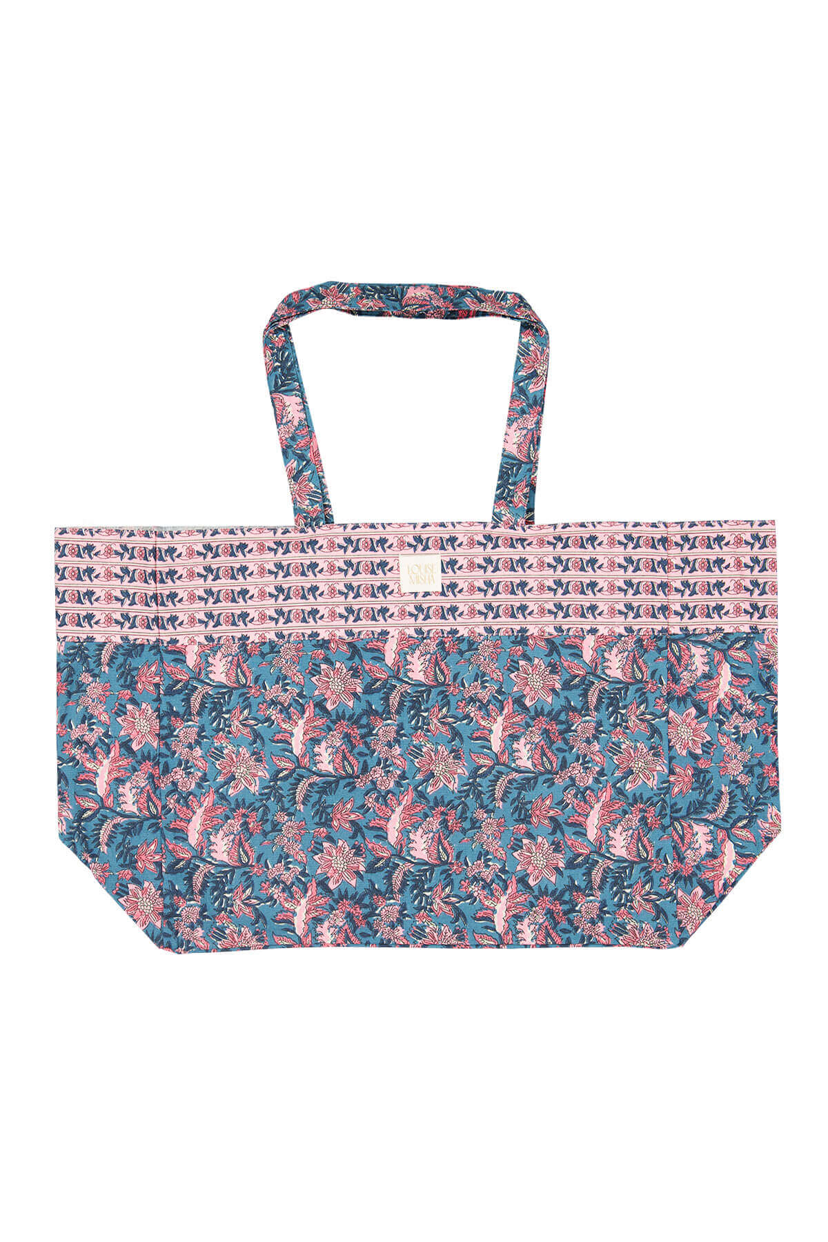 Tote bag blå med blomster