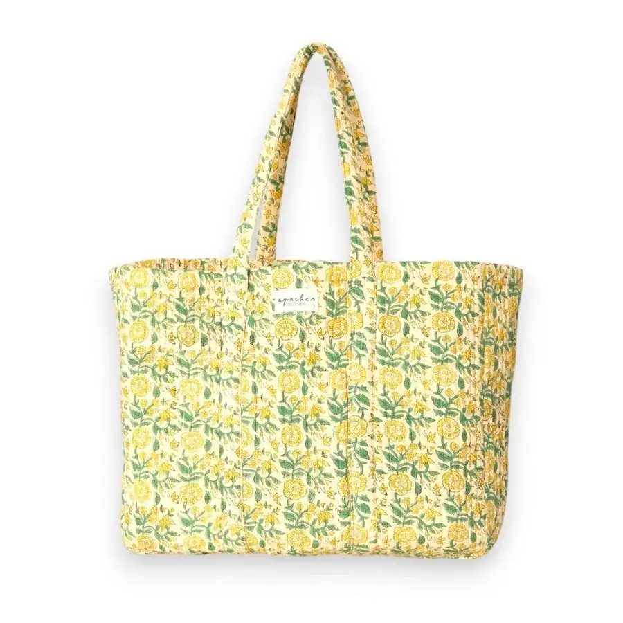 quiltet shopper net med blomster