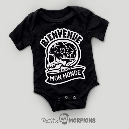 Bienvenue dans mon monde - Body noir pour enfants autistes, habits rigolos et mignons pour enfants spéciaux, Cadeau original de naissance pour bébé concernant autisme, teeshirt original pour enfant avec handicap, marque belge