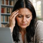 een vrouw met hoge stress en in high-anxiety