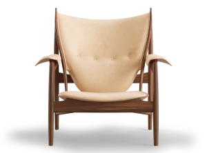 Ghế Finn Juhl Høvdinge bọc da sáng màu