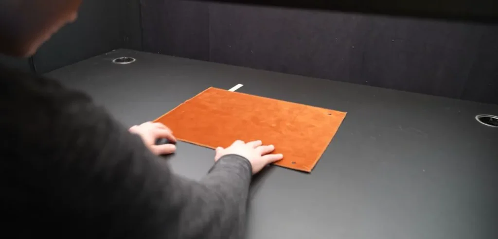 fabric swatch in a photo studio