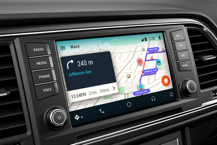 Waze for Android Auto in dash.