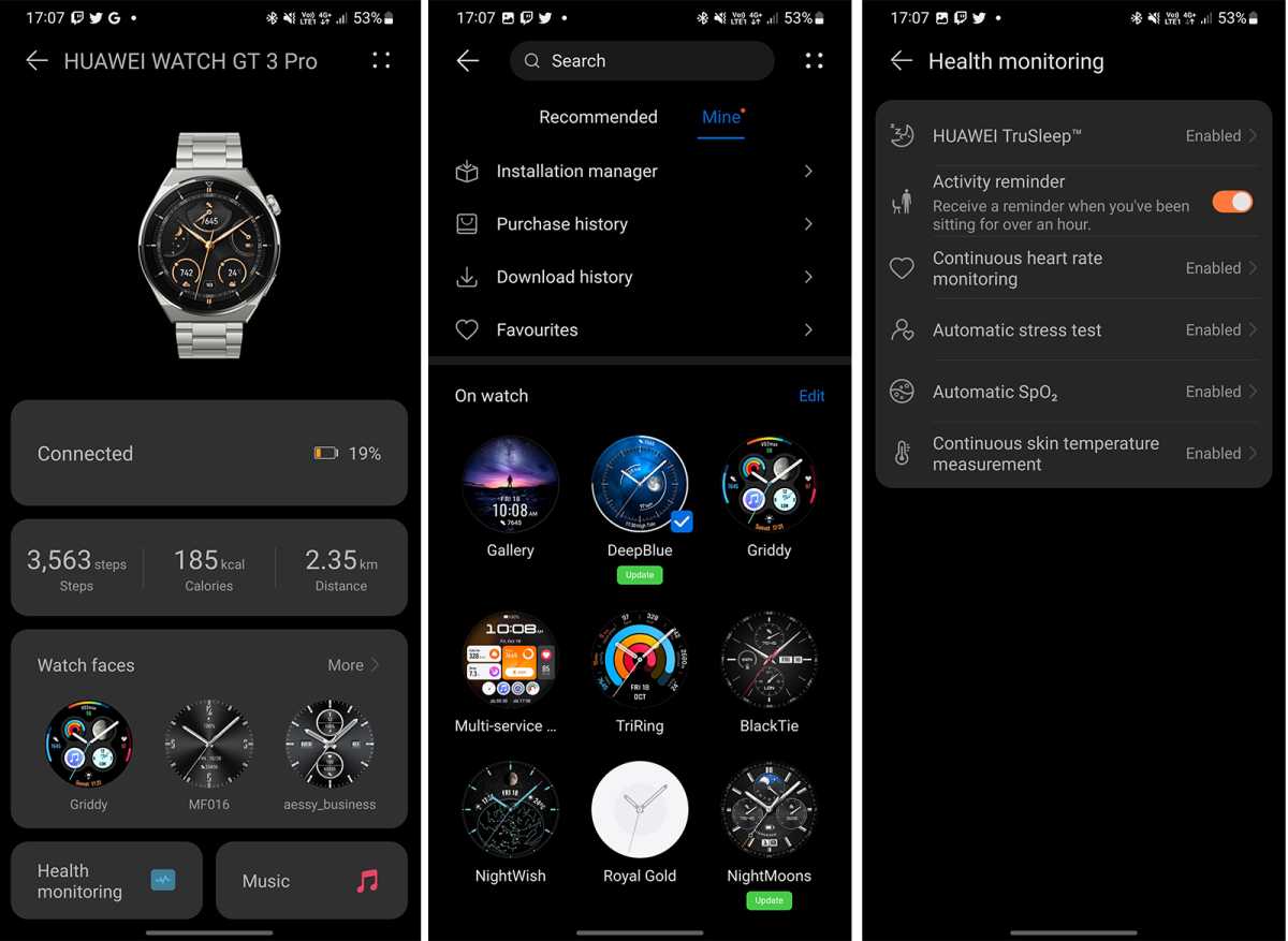 Huawei Watch GT 3 Pro app screenshots