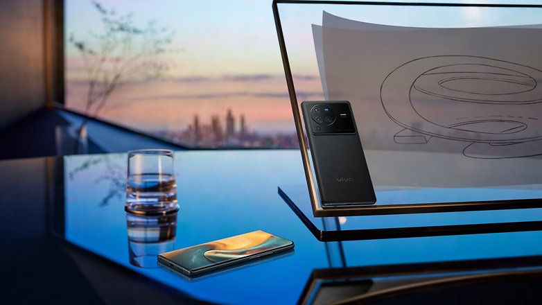 The Vivo X80 Pro on a table.