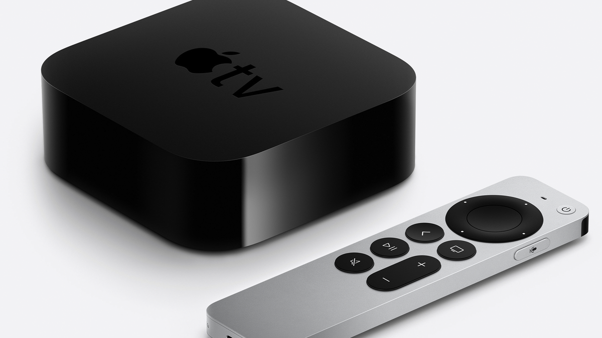 The Apple TV 4k streaming box and Siri Remote.