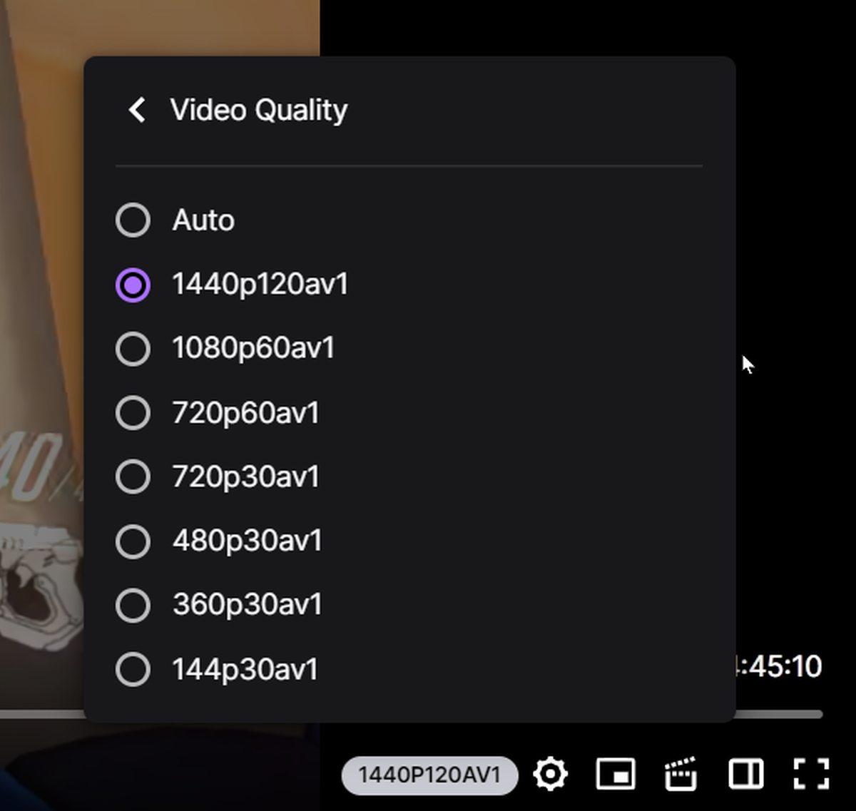 Twitch AV1 settings