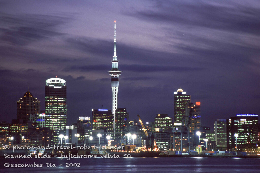 The skyline of Auckland in the blue hour