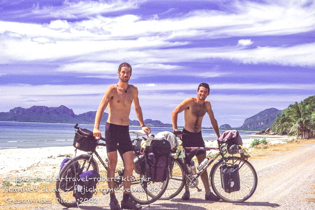 On the road on Thailand - cycling along the beach