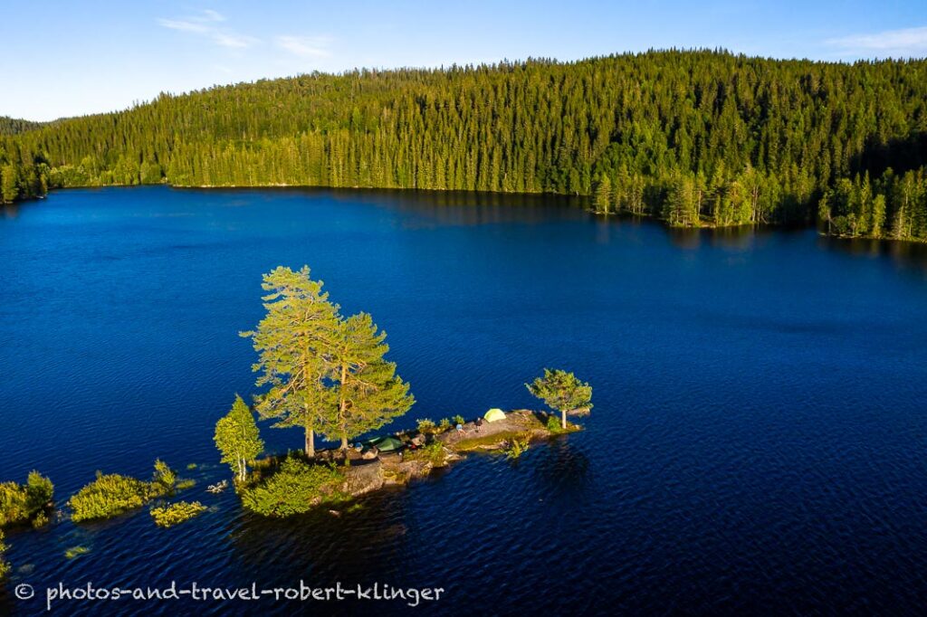 A beautiful camping spot on an island in Nordmarka