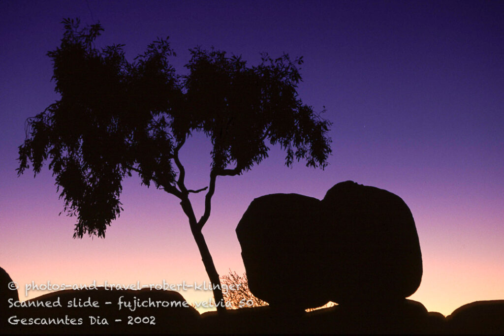 The devils marbles in the evening