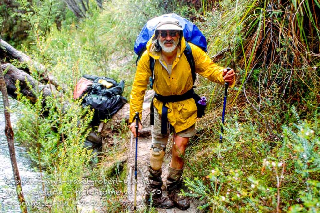 A disabled man hiking the South West Walk with one leg