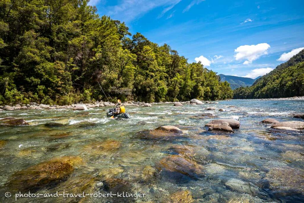 Packrafting in New Zealand on the Karamea river