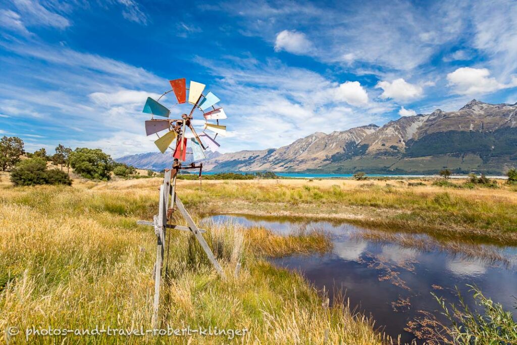 A windmill at Lake Wakatipu, Queenstown, New Zealand