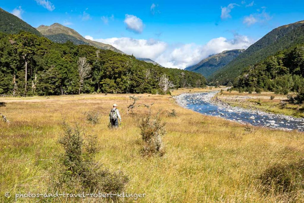 Flyfisherman in the doubtful valley, New Zealand