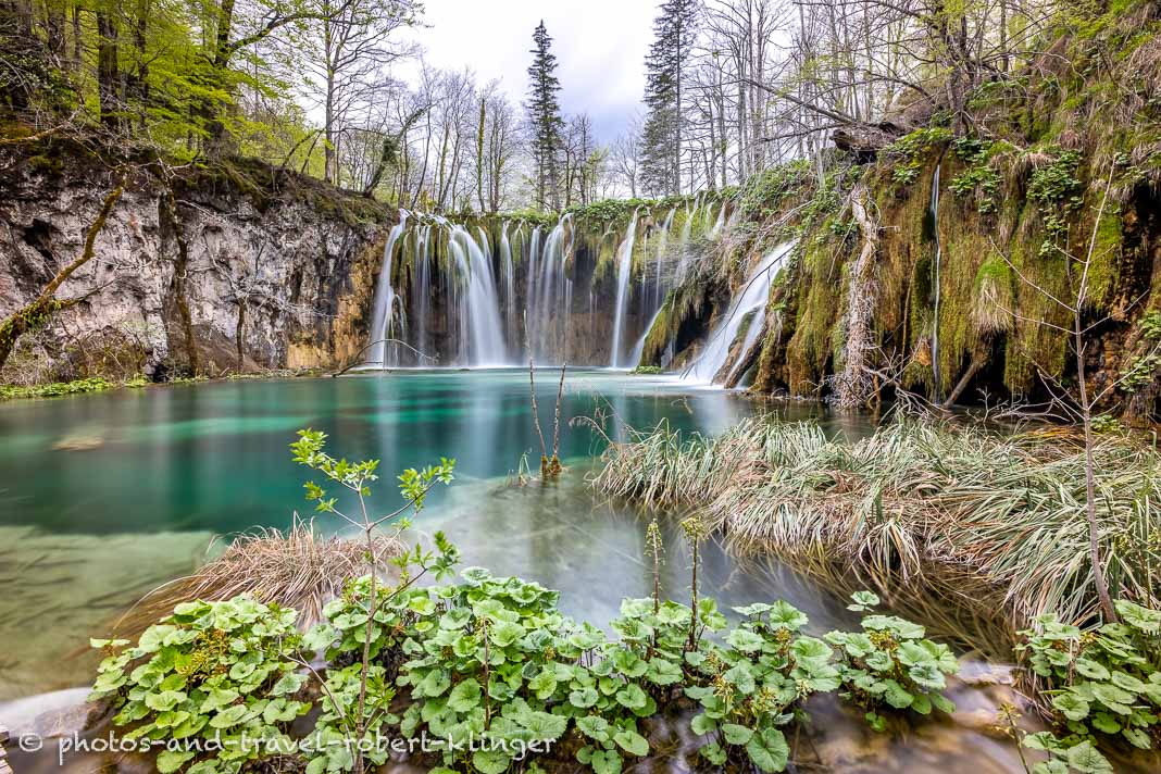 Beautiful Waterfall in Plitvice Lakes National Park