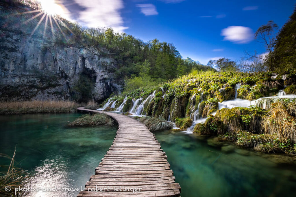 A walking track through Plitvice Lakes National Park