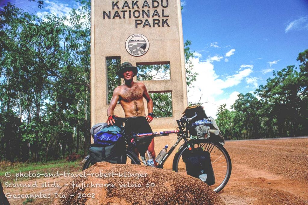 Entering the Kakadu National Park by bicycle