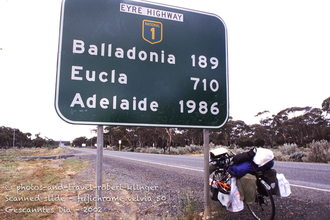 A heavily packed travelling bike before crossing the Nullarbor