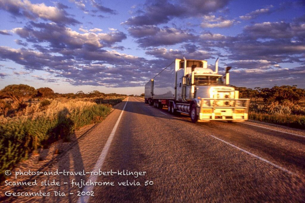 Encountering a road train in Australia