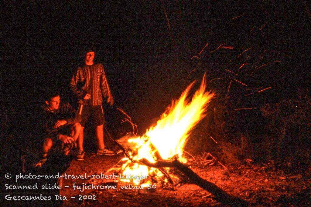 A campfire after a long day cycling in Aussie