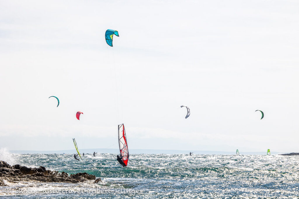 Windsurfer and kitesurfer in Liznjan, Croatia