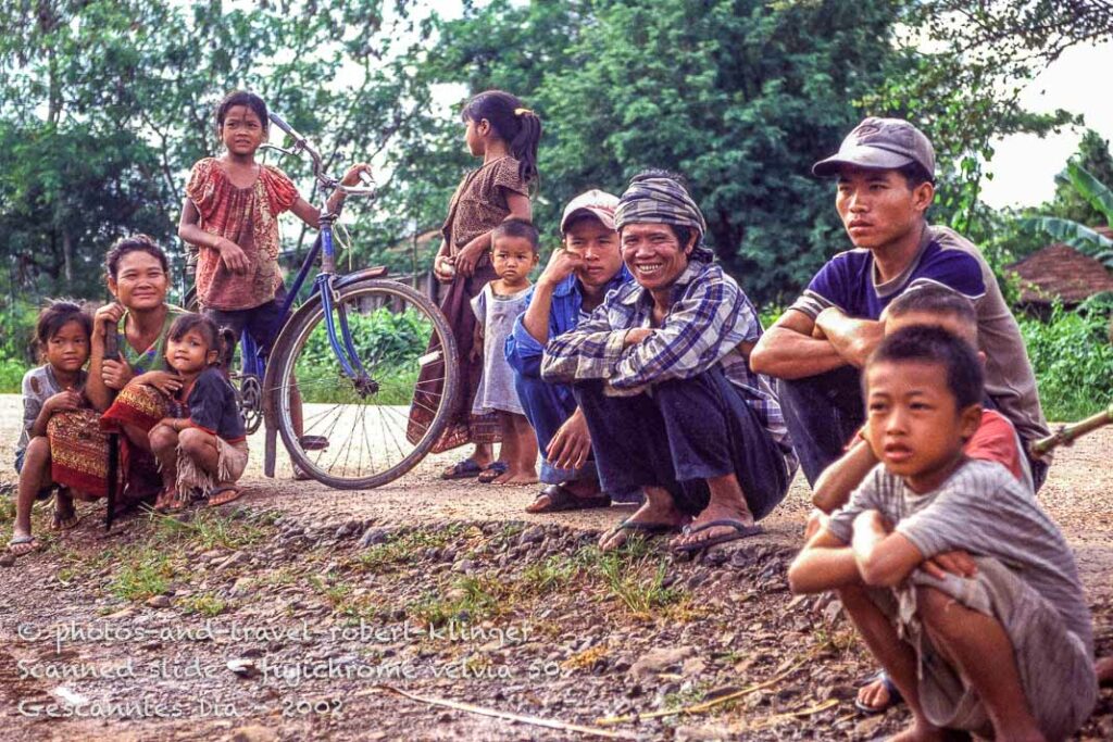 People in Laos along a road