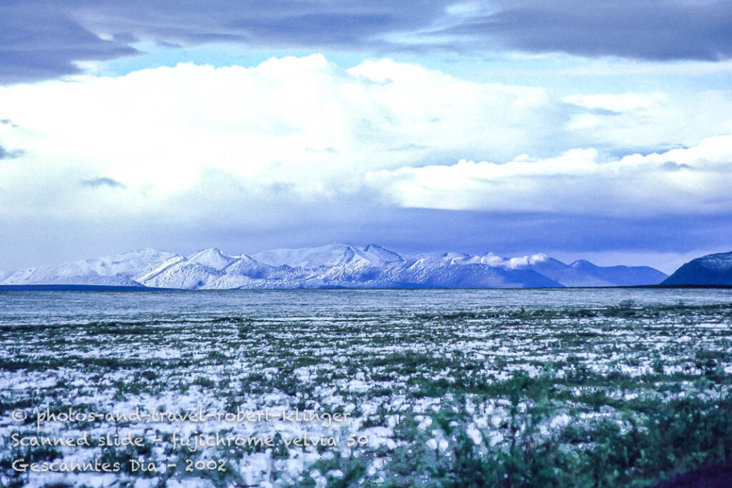 Landscape covered by snow along the Dempster highway