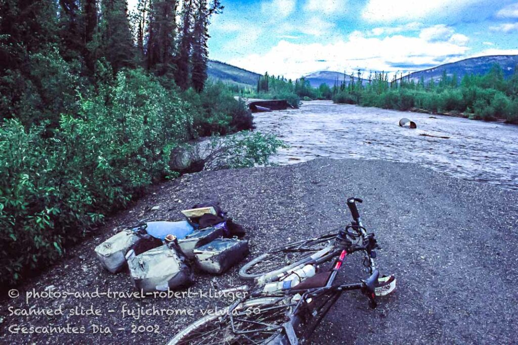 The damaged Dempster highway after a flood