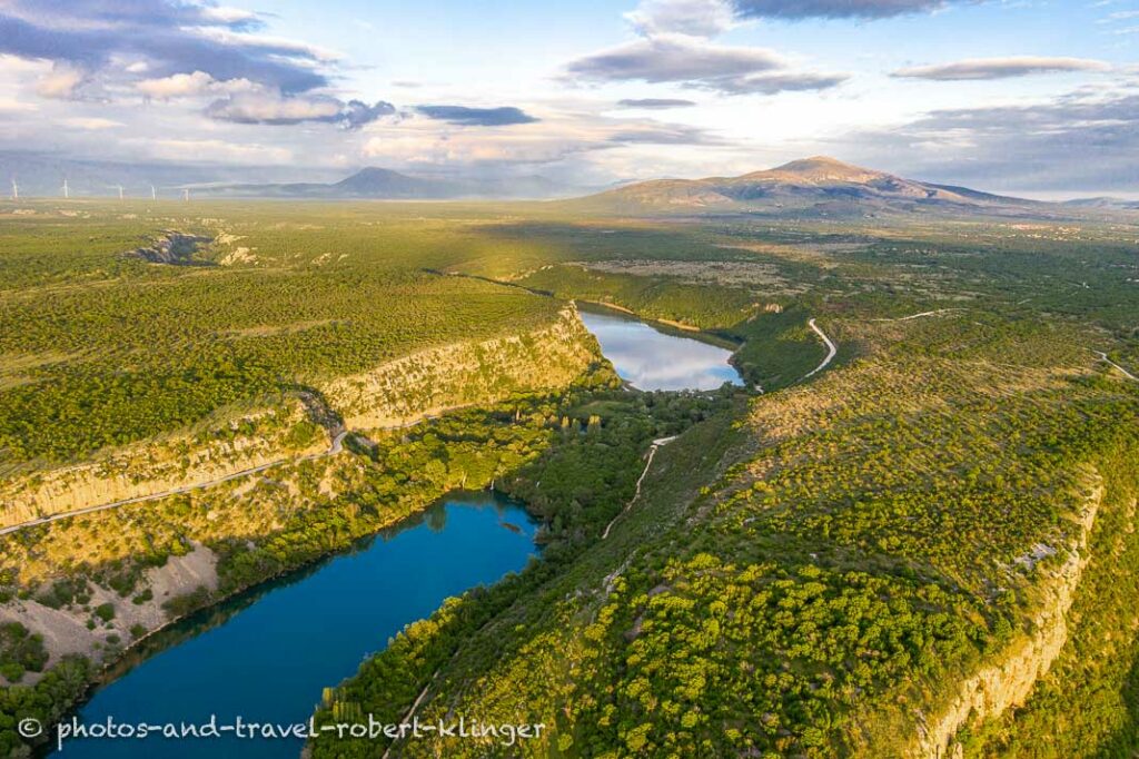 Lake Brljan in Krka Nationalpark in Croatia, drone photo
