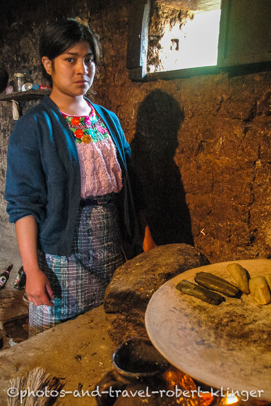 A woman in Guatemala in her kitchen