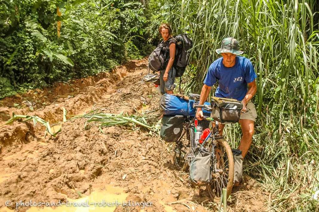 On a very bad road in the jungle of Panama