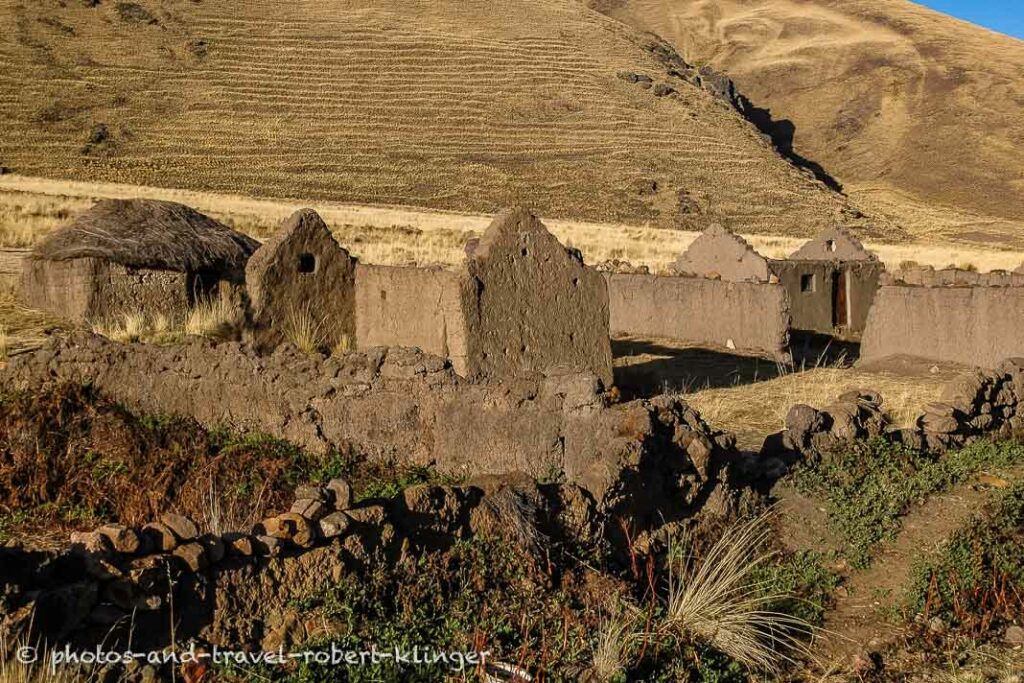 Clay huts in the Andes in Peru