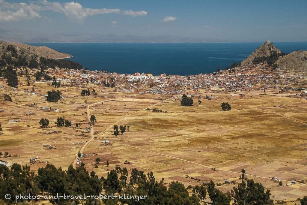 Lake Titicaca and a town