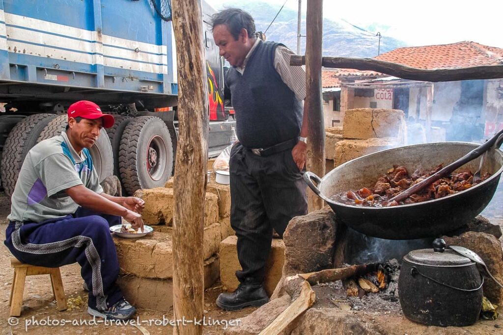 Locals having a rest in a restaurant in Peru