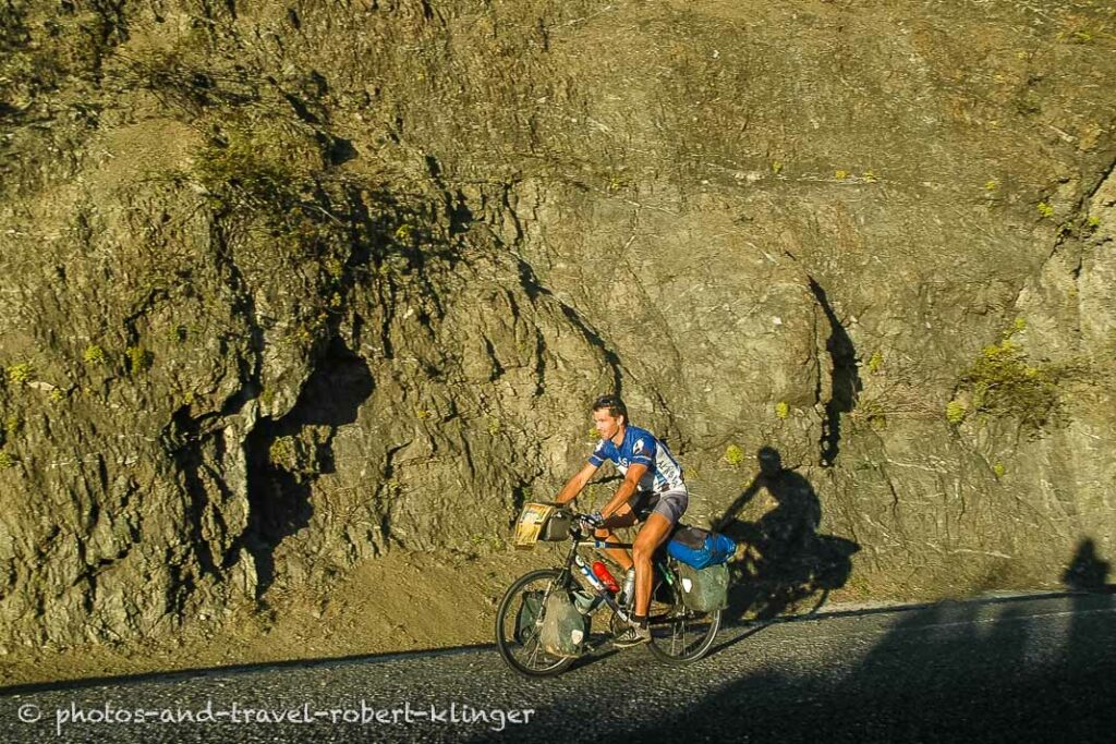 A bicycle traveller in the south american andes